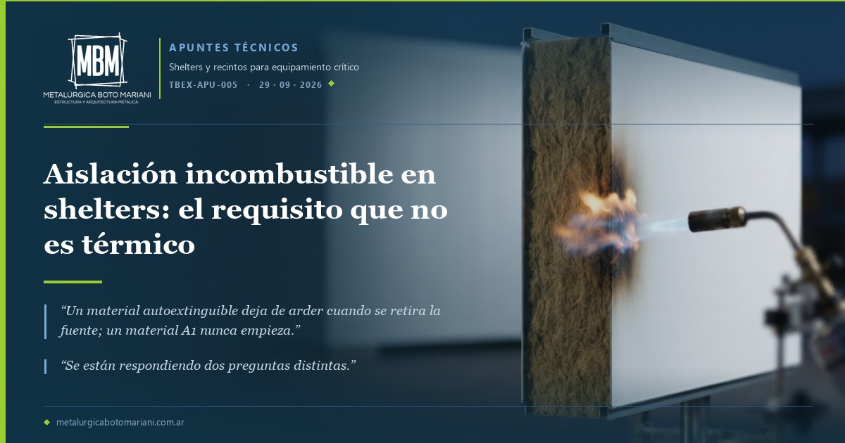 Aislación incombustible en shelters: el requisito que no es térmico