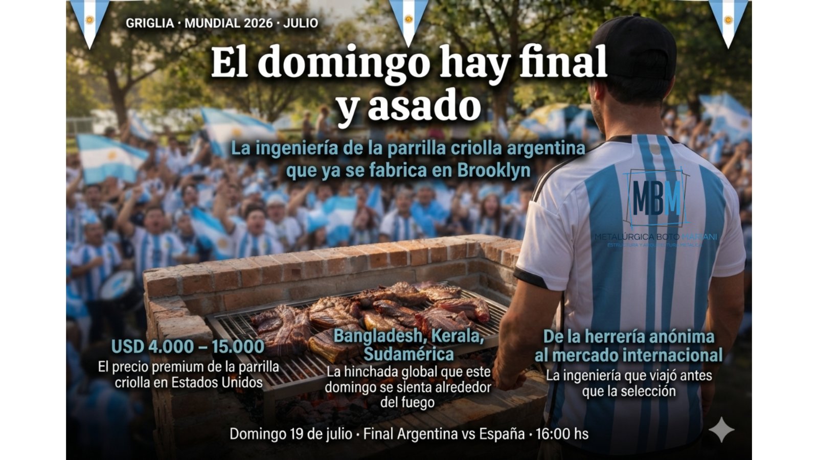 El domingo hay final y asado: la ingeniería de la parrilla criolla argentina que ya se fabrica en Brooklyn
