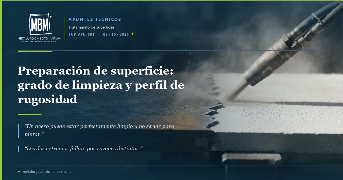 Preparación de superficie: grado de limpieza y perfil de rugosidad