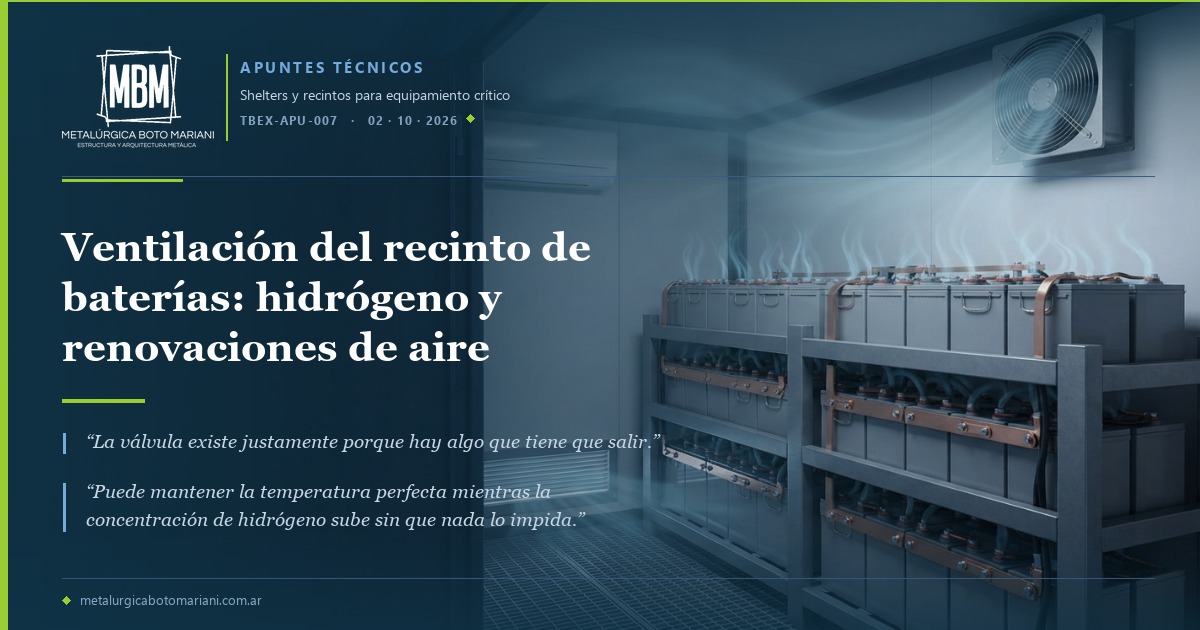 Ventilación del recinto de baterías: hidrógeno y renovaciones de aire